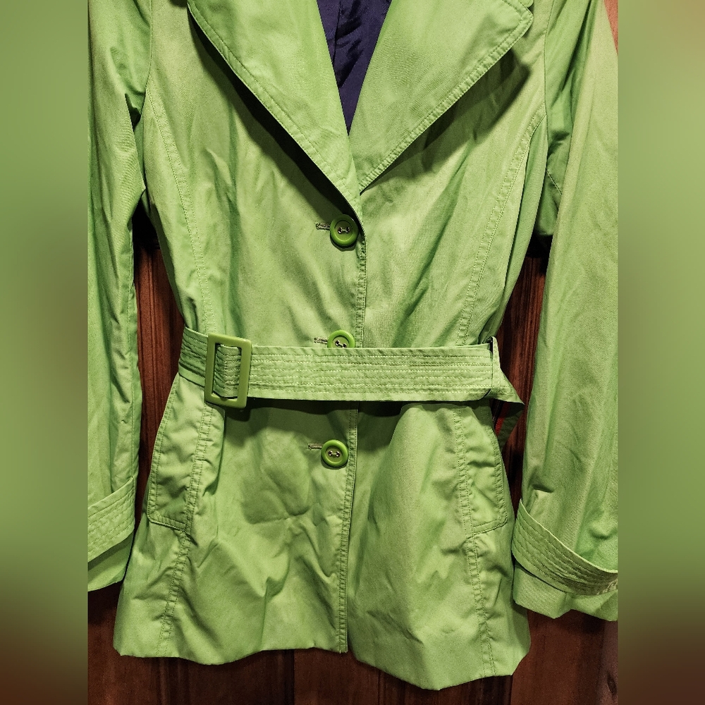 Talbots Lime Green Belted Rain Jacket - Picture 3 of 6